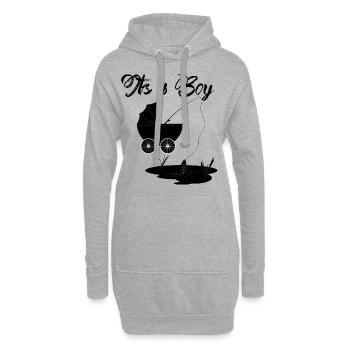 pêcher pêcher bébé poisson poussette - Sweat-shirt à capuche long Femme - gris chiné - Devant