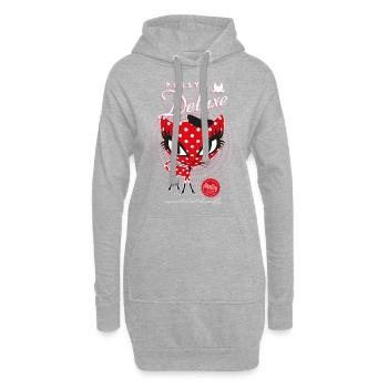 Pussy Deluxe Rote Polka Dot Katze - Hoodie-Kleid - Grau meliert - Vorne