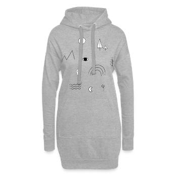 julibel / signe abstrait - Sweat-shirt à capuche long Femme - gris chiné - Devant