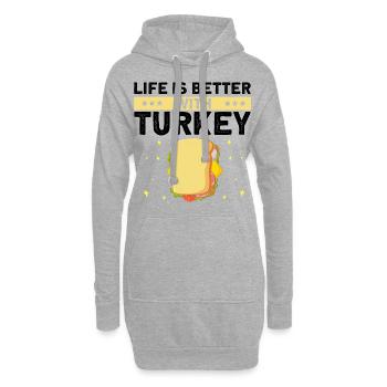Food Love Sandwich Baguette Ketchup - Sweat-shirt à capuche long Femme - gris chiné - Devant