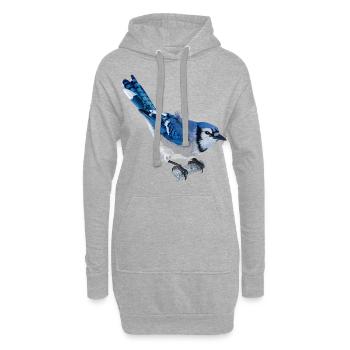 Chara bleu - Sweat-shirt à capuche long Femme - gris chiné - Devant