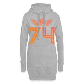 74 Couronne numérique - Sweat-shirt à capuche long Femme - gris chiné - Devant