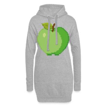Retro Pixel Grüner Apfel - Hoodie-Kleid - Grau meliert - Vorne