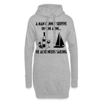 A Man Cannot Survive On Wine Alone He Also Needs S - Hoodie-Kleid - Grau meliert - Vorne