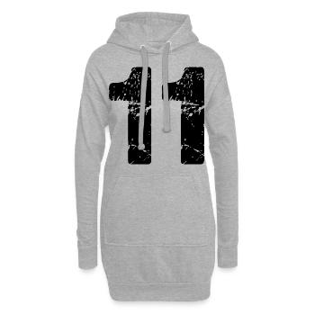 11 Zahl Trikot - Hoodie-Kleid - Grau meliert - Vorne