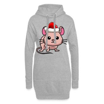 Souris BD Noël - Sweat-shirt à capuche long Femme - gris chiné - Devant