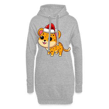 Leopard Comic Weihnachten - Hoodie-Kleid - Grau meliert - Vorne