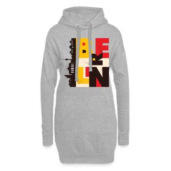 Berlin Skyline Deutschland Stadt Schwarz Rot Gold - Hoodie-Kleid - Grau meliert - Vorne
