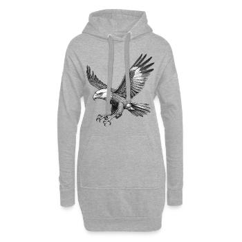 Fliegender Adler, Grafik - Hoodie-Kleid - Grau meliert - Vorne