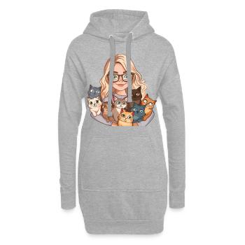 Chat Dame Chats Femme Fille J’aime Les Chats Drôle - Sweat-shirt à capuche long Femme - gris chiné - Devant