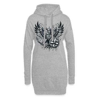 Nordische Mythologie Wikinger Krieger Adler - Hoodie-Kleid - Grau meliert - Vorne
