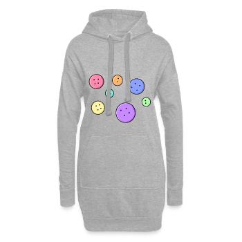 Boutons colorés drôles passe-temps cadeau bricolage fait main - Sweat-shirt à capuche long Femme - gris chiné - Devant
