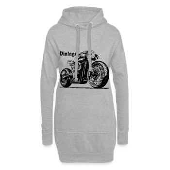 Moto vintage noir gris foncé moto - Sweat-shirt à capuche long Femme - gris chiné - Devant