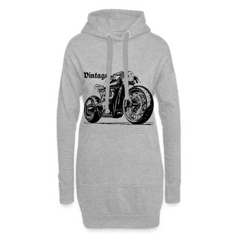 Moto Moto Vintage Noir - Sweat-shirt à capuche long Femme - gris chiné - Devant