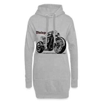 Moto Moto Vintage Noir Rouge - Sweat-shirt à capuche long Femme - gris chiné - Devant