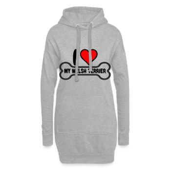 Welsh Terrier Mama I Love my Saying for Mistress - Hoodie Dress - heather grey - Front
