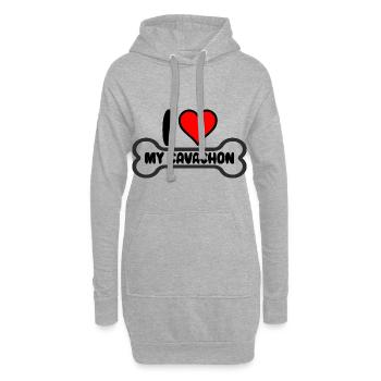 Cavachon Chien J’aime mon - Sweat-shirt à capuche long Femme - gris chiné - Devant