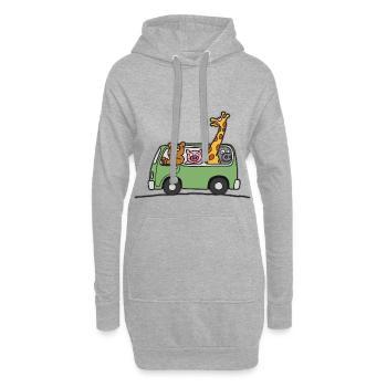 Tier Zoo Bus Kinder T Shirt - Hoodie-Kleid - Grau meliert - Vorne