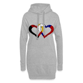 Russisch Deutsche Herzen - Hoodie-Kleid - Grau meliert - Vorne