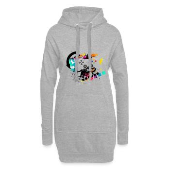 Manette de jeu coloré - Sweat-shirt à capuche long Femme - gris chiné - Devant