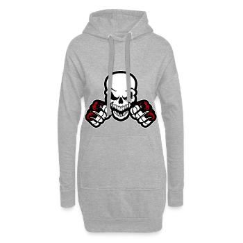 MMA Skull - White Gloves - Hoodie-Kleid - Grau meliert - Vorne