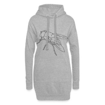 Mouche mouche mouche - Sweat-shirt à capuche long Femme - gris chiné - Devant