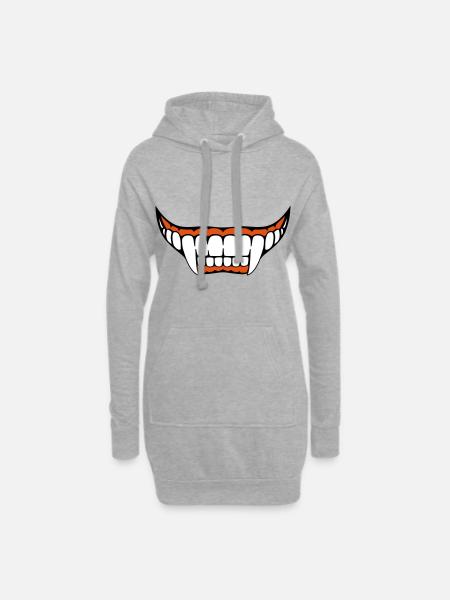 Dents de vampire - Sweat-shirt à capuche long Femme - gris chiné