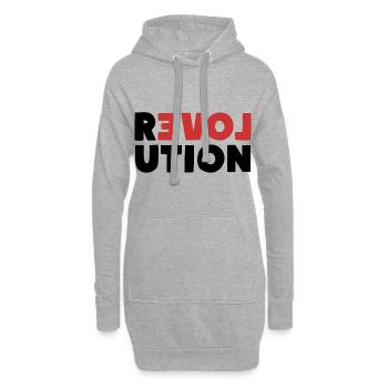 RÉVOLUTION Amour - Sweat-shirt à capuche long Femme - gris chiné - Devant