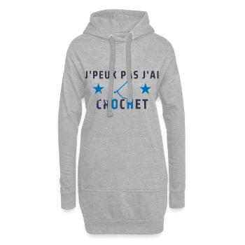 j peux pas j ai crochet - Sweat-shirt à capuche long Femme - gris chiné - Devant