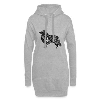 Fleur Collie rugueuse - Sweat-shirt à capuche long Femme - gris chiné - Devant