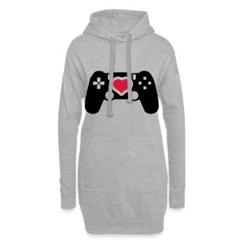 gamer controller herz liebe - Hoodie-Kleid - Grau meliert - Vorne
