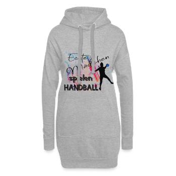 Echte Mädchen spielen Handball - Hoodie-Kleid - Grau meliert - Vorne