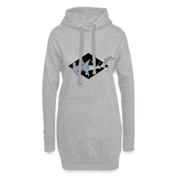 Geometrischer Hammerhai - Hoodie-Kleid - Grau meliert - Vorne