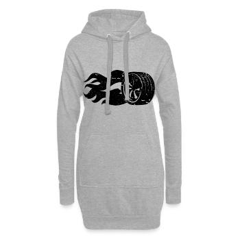 Brennender Reifen Flammen Motorsport - Hoodie-Kleid - Grau meliert - Vorne