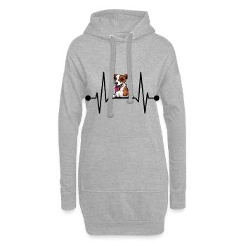 Jack Russell Terrier Mama Herzschlag Peeking - Hoodie-Kleid - Grau meliert - Vorne