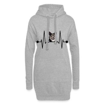 Swedish Vallhund Västgötaspets Herzschlag Peeking - Hoodie-Kleid - Grau meliert - Vorne