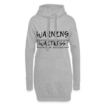 Warning Waitress With An Attitude 4 - Hoodie-Kleid - Grau meliert - Vorne