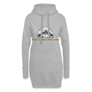 J'aime les aventures dans la nature - Sweat-shirt à capuche long Femme - gris chiné - Devant