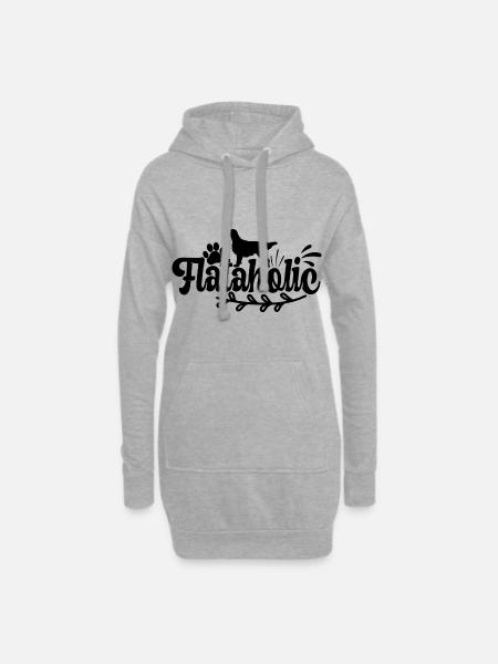 Flat Coated Retriever Hund Dog Flataholic - Hoodie-Kleid - Grau meliert