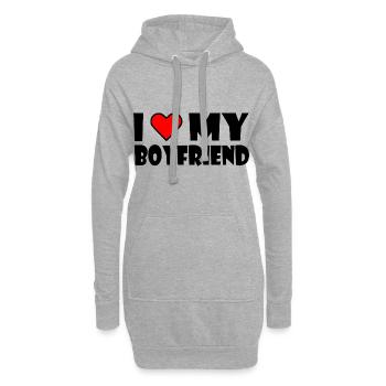 I love my boyfriend - Hoodie-Kleid - Grau meliert - Vorne