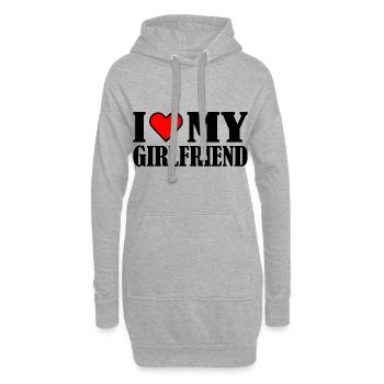 I love my girlfriend - Sweat-shirt à capuche long Femme - gris chiné - Devant