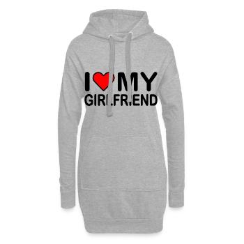 I love my girlfriend - Sweat-shirt à capuche long Femme - gris chiné - Devant