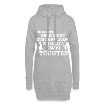 Tochter Zwei Töchter Papa Mama Geschenk Spruch - Hoodie-Kleid - Grau meliert - Vorne