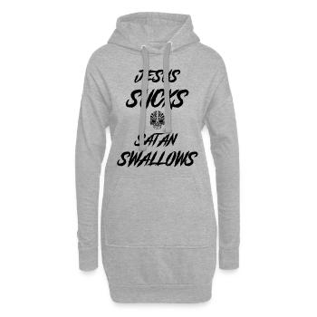JESUS SATAN HALLOWEEN T-SHIRT CADEAU - Sweat-shirt à capuche long Femme - gris chiné - Devant