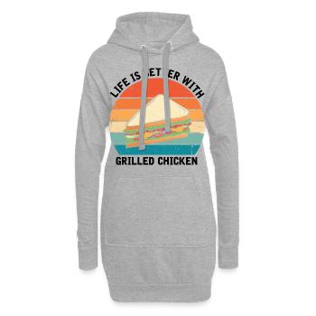 Nourriture Love Sandwich Baguette Fromage - Sweat-shirt à capuche long Femme - gris chiné - Devant