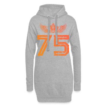 75 Zahl Krone - Hoodie-Kleid - Grau meliert - Vorne