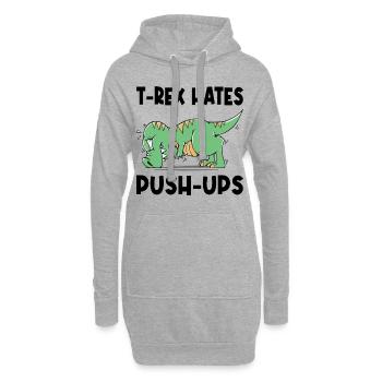 T-Rex Hates Push-Ups Liegestütze Lustig Humor - Hoodie-Kleid - Grau meliert - Vorne