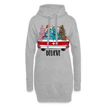 Croyez tenue de Noël - Sweat-shirt à capuche long Femme - gris chiné - Devant
