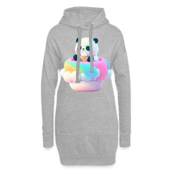 Panda coton candy barbe a papa anime kawaii Japon - Sweat-shirt à capuche long Femme - gris chiné - Devant