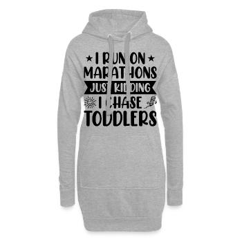 I Run Marathons Just Kidding I Chase Toddlers Baby - Hoodie-Kleid - Grau meliert - Vorne